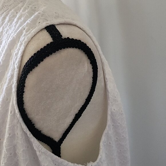 Roaman's Off White Eyelet and Knit Fully Lined Sleeveless Maxi Dress - Picture 9 of 15